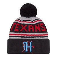 Houston Texans Black Team Wordmark New Era Cuffed Knit Pom Beanie Hat