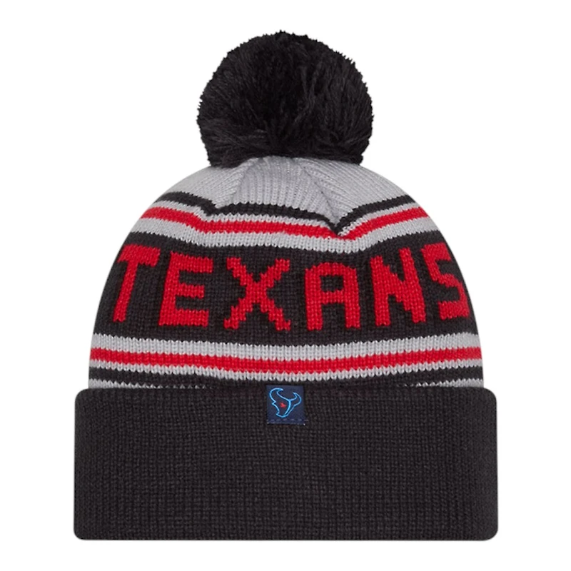 Houston Texans Black Team Wordmark New Era Cuffed Knit Pom Beanie Hat