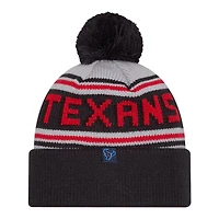 Houston Texans Black Team Wordmark New Era Cuffed Knit Pom Beanie Hat