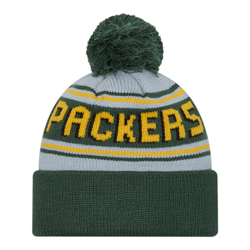 Green Bay Packers Green Team Wordmark New Era Cuffed Knit Pom Beanie Hat