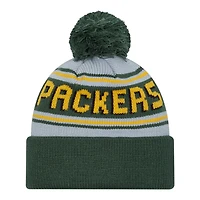 Green Bay Packers Green Team Wordmark New Era Cuffed Knit Pom Beanie Hat