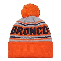 Denver Broncos Orange Team Wordmark New Era Cuffed Knit Pom Beanie Hat
