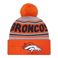 Denver Broncos Orange Team Wordmark New Era Cuffed Knit Pom Beanie Hat