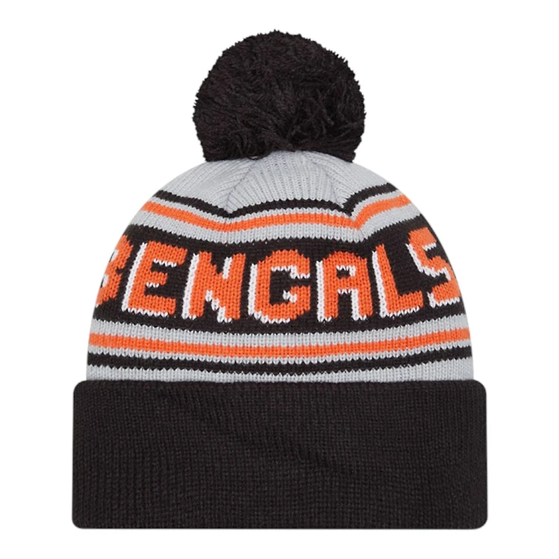 Cincinnati Bengals Black Team Wordmark New Era Cuffed Knit Pom Beanie Hat