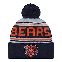 Chicago Bears Navy Team "Bear Logo" Wordmark New Era Cuffed Knit Pom Beanie Hat