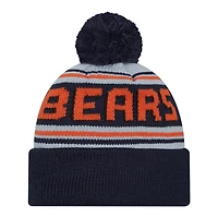 Chicago Bears Navy Team "Bear Logo" Wordmark New Era Cuffed Knit Pom Beanie Hat