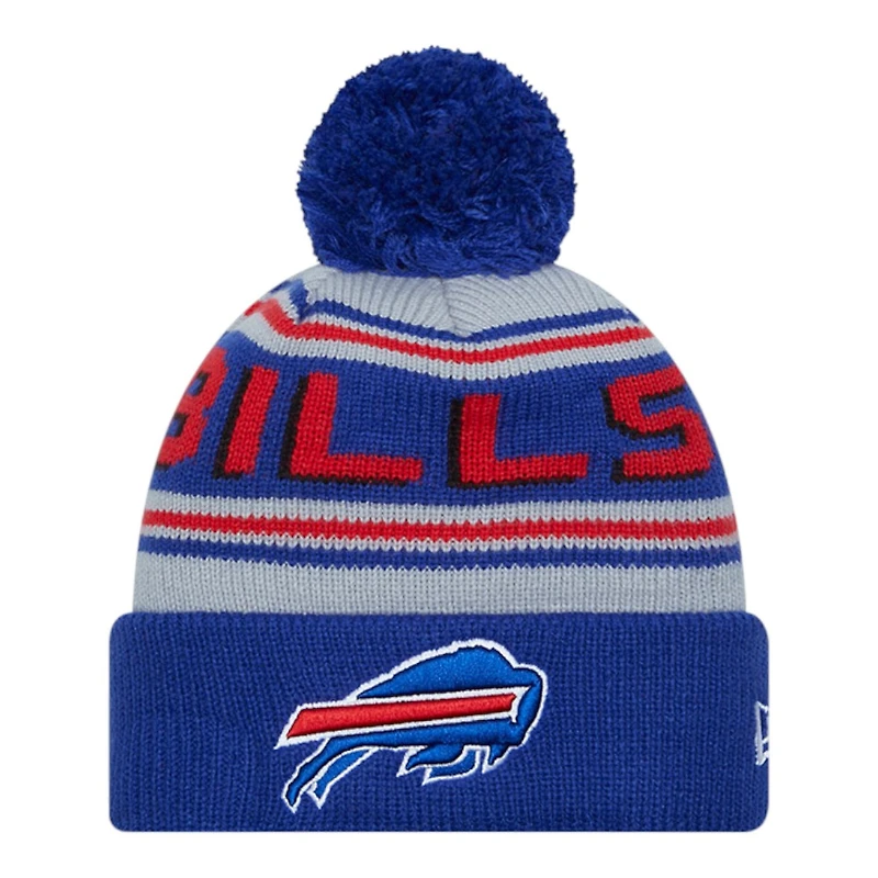 Buffalo Bills Royal Blue Team Wordmark New Era Cuffed Knit Pom Beanie Hat