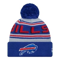 Buffalo Bills Royal Blue Team Wordmark New Era Cuffed Knit Pom Beanie Hat