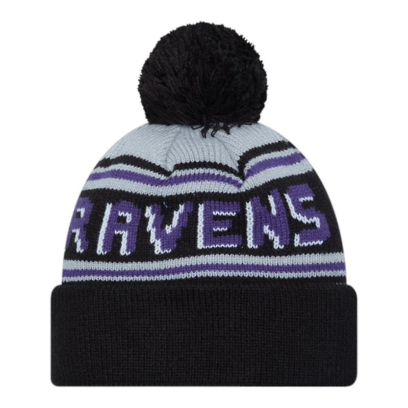Baltimore Ravens Black Team Wordmark New Era Cuffed Knit Pom Beanie Hat