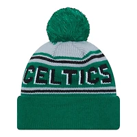 Boston Celtics Green Team Wordmark New Era Cuffed Knit Pom Beanie Hat