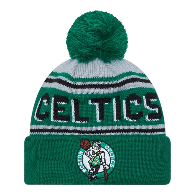 Boston Celtics Green Team Wordmark New Era Cuffed Knit Pom Beanie Hat