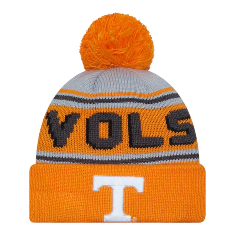 Tennessee Volunteers Orange Team Wordmark New Era Cuffed Knit Pom Beanie Hat
