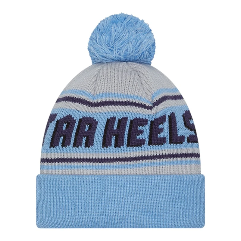 North Carolina Tar Heels Sky Blue Team Wordmark New Era Cuffed Knit Pom Beanie Hat