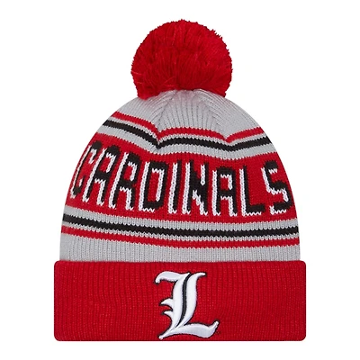 Louisville Cardinals Red Team Wordmark New Era Cuffed Knit Pom Beanie Hat