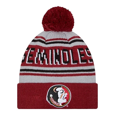Florida State Seminoles Crimson Team Wordmark New Era Cuffed Knit Pom Beanie Hat