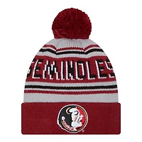 Florida State Seminoles Crimson Team Wordmark New Era Cuffed Knit Pom Beanie Hat