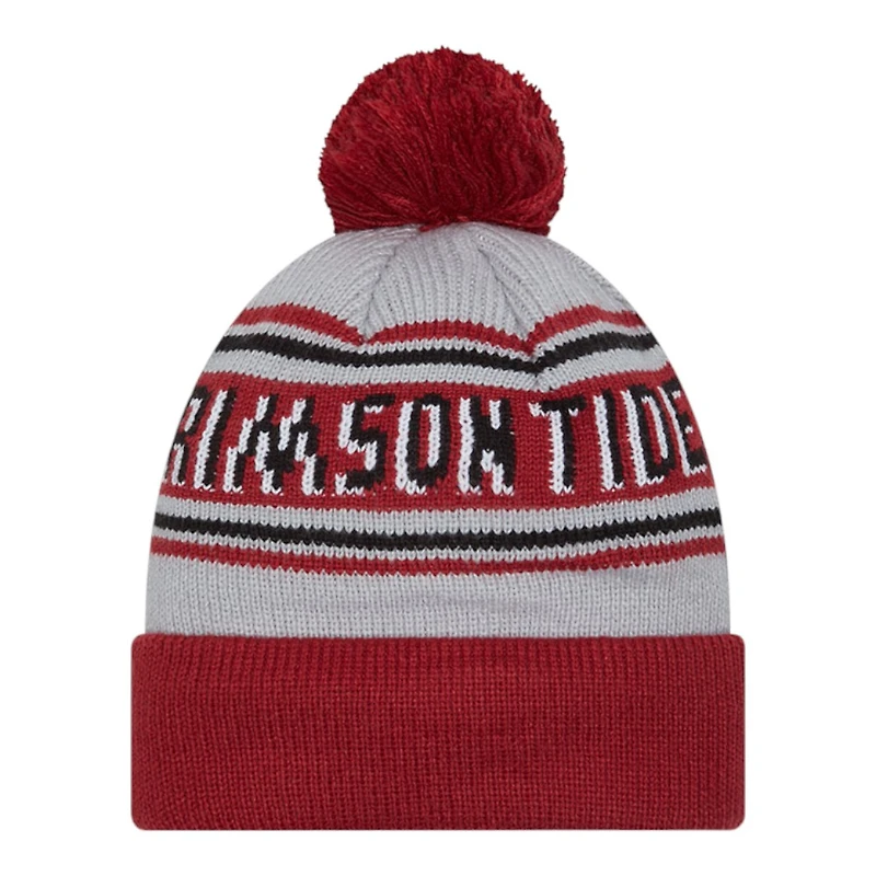 Alabama Crimson Tide Crimson Team Wordmark New Era Cuffed Knit Pom Beanie Hat