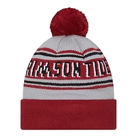 Alabama Crimson Tide Crimson Team Wordmark New Era Cuffed Knit Pom Beanie Hat