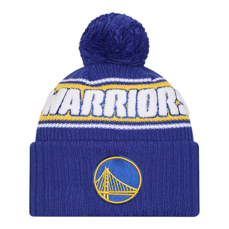Golden State Warriors Royal Blue Bold New Era Cuffed Knit Pom Beanie Hat