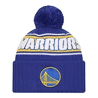 Golden State Warriors Royal Blue Bold New Era Cuffed Knit Pom Beanie Hat