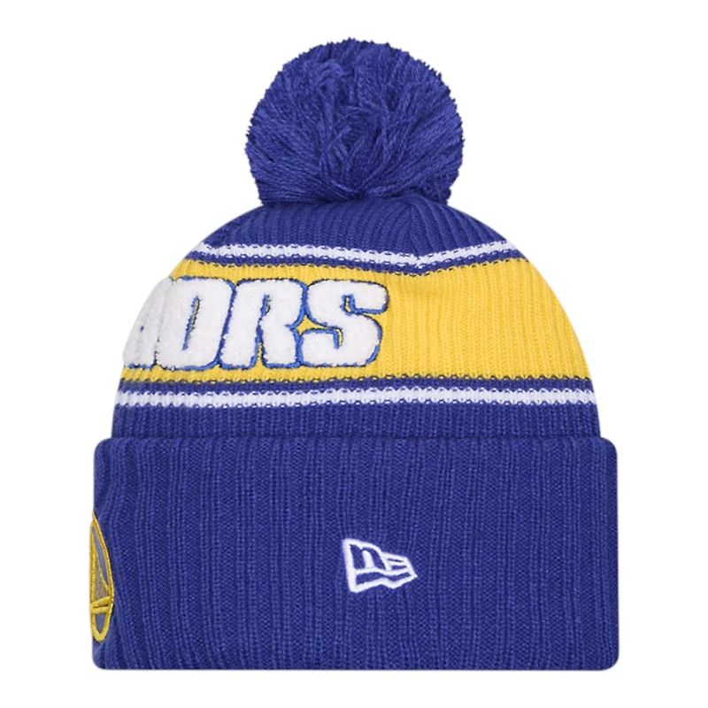Golden State Warriors Royal Blue Bold New Era Cuffed Knit Pom Beanie Hat