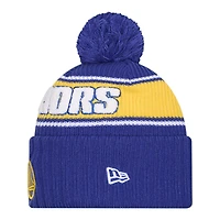 Golden State Warriors Royal Blue Bold New Era Cuffed Knit Pom Beanie Hat