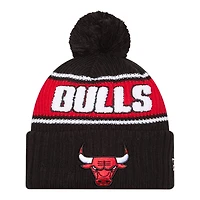 Chicago Bulls Black Bold New Era Cuffed Knit Pom Beanie Hat
