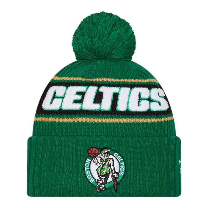 Boston Celtics Green Bold New Era Cuffed Knit Pom Beanie Hat