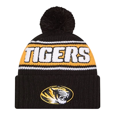 Missouri Tigers Black Bold New Era Cuffed Knit Pom Beanie Hat
