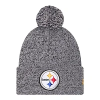 Pittsburgh Steelers Black Marl New Era Cuffed Knit Pom Beanie Hat