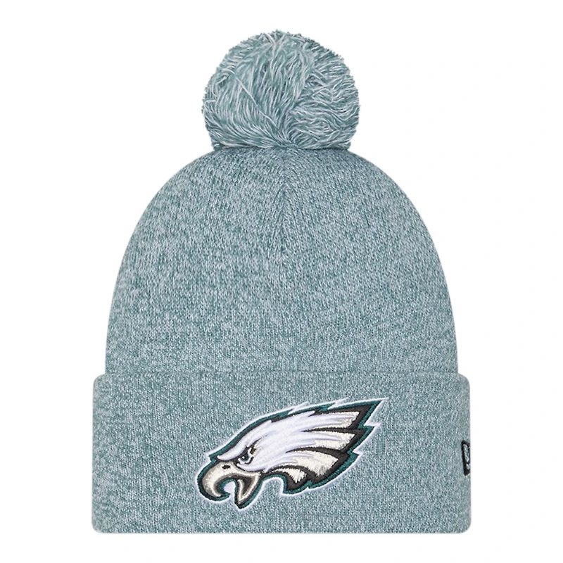 Philadelphia Eagles Green Marl New Era Cuffed Knit Pom Beanie Hat