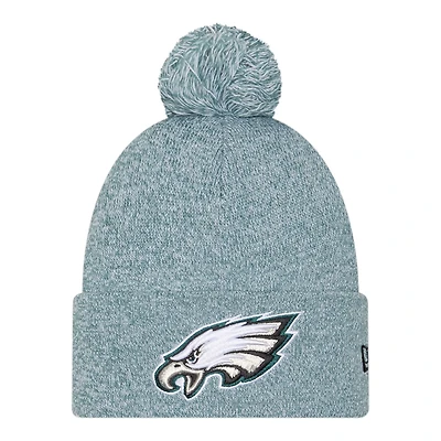 Philadelphia Eagles Green Marl New Era Cuffed Knit Pom Beanie Hat
