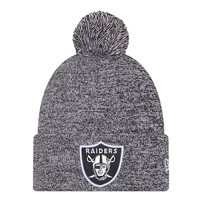 Las Vegas Raiders Black Marl New Era Cuffed Knit Pom Beanie Hat