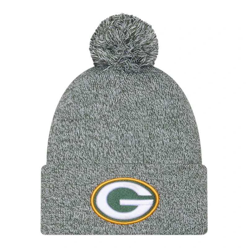 Green Bay Packers Green Marl New Era Cuffed Knit Pom Beanie Hat