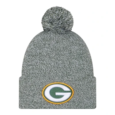 Green Bay Packers Green Marl New Era Cuffed Knit Pom Beanie Hat