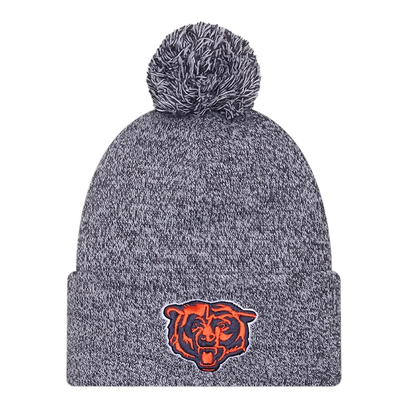 Chicago Bears Navy Marl New Era Cuffed Knit Pom Beanie Hat
