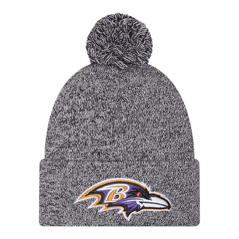 Baltimore Ravens Black Marl New Era Cuffed Knit Pom Beanie Hat
