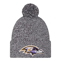 Baltimore Ravens Black Marl New Era Cuffed Knit Pom Beanie Hat