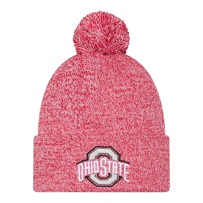 Ohio State Buckeyes Red Marl New Era Cuffed Knit Pom Beanie Hat