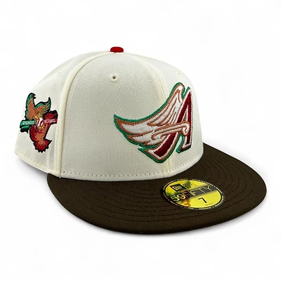 Anaheim Angels Chrome and Brown "Halos Collection" MLB Interleague Patch Green UV New Era 59FIFTY Fitted Hat