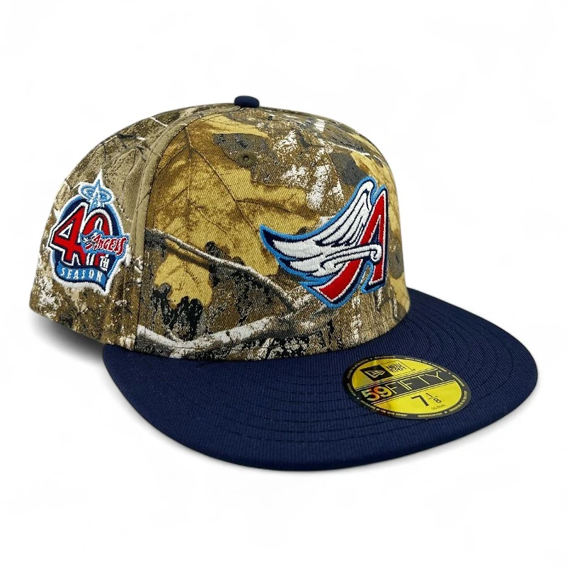 Anaheim Angels Realtree and Dark Blue "Halos Collection" 40th Anniversary Patch Green UV New Era 59FIFTY Fitted Hat