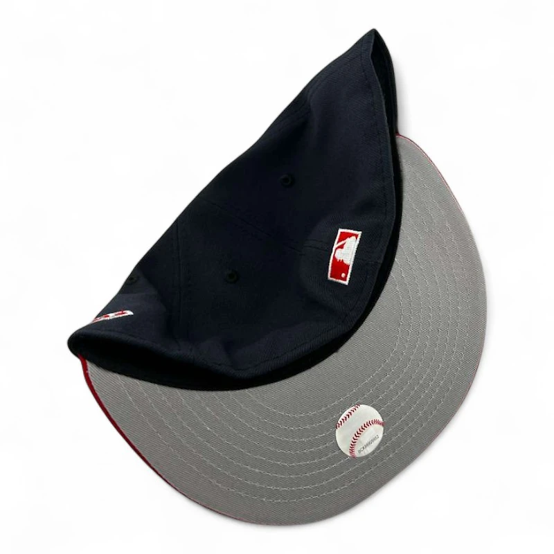 Anaheim Angels Navy and Red "Halos Collection" 4American Flag Patch Gray UV New Era 59FIFTY Fitted Hat