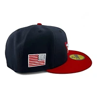 Anaheim Angels Navy and Red "Halos Collection" 4American Flag Patch Gray UV New Era 59FIFTY Fitted Hat
