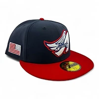 Anaheim Angels Navy and Red "Halos Collection" 4American Flag Patch Gray UV New Era 59FIFTY Fitted Hat