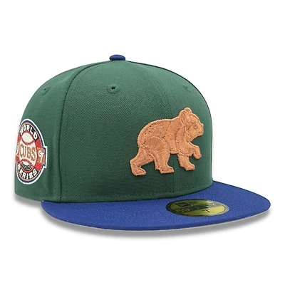 Chicago Cubs Green and Blue 1907 World Series Patch Gray UV New Era 59FIFTY Fitted Hat