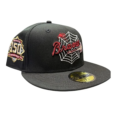 Atlanta Braves Black "Spider Web" 150th Anniversary Patch Green UV New Era 59FIFTY Fitted Hat
