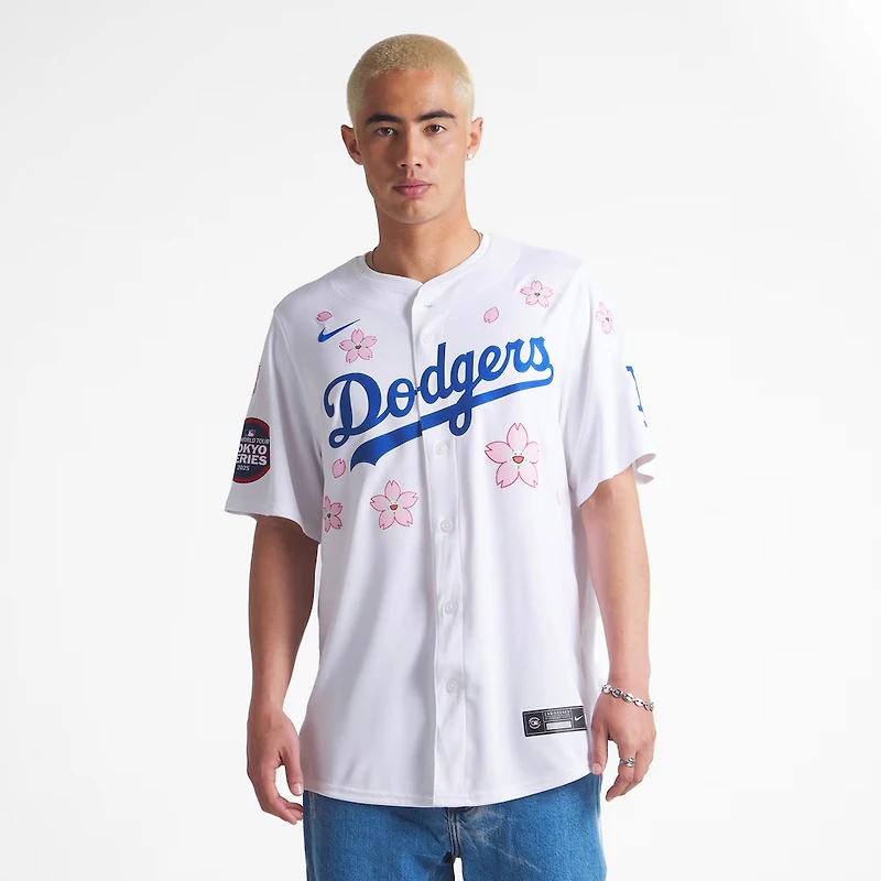 Los Angeles Dodgers Blank Nike x Takashi Murakami MLB World Tour Tokyo Series White Home Limited Player Jersey