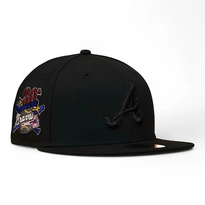 Atlanta Braves Black on 30th Anniversary Patch Gray UV New Era 59FIFTY Fitted Hat