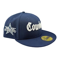 Dallas Cowboys Ocean Blue NFL Collection 50th Anniversary Patch Grey UV New Era 59FIFTY Fitted Hat