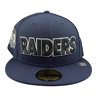 Las Vegas Raiders Ocean Blue NFL Collection 60th Anniversary Patch Grey UV New Era 59FIFTY Fitted Hat